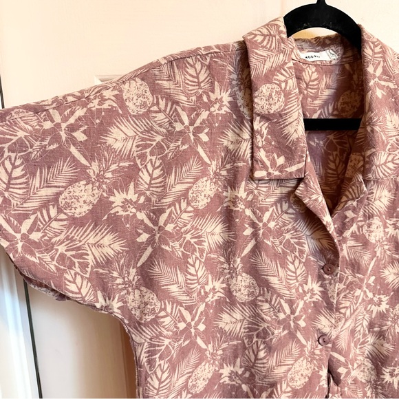 Pink mod ref tie front button up - Picture 2 of 4